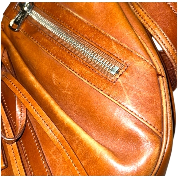 Yves Saint Laurent Rive Gauche Vintage Cognac Leather Curved  Hobo Shoulder Bag - Picture 7 of 16